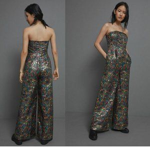 Anthropologie Maeve Samantha Shimmer Wide-Leg Jumpsuit new with tags